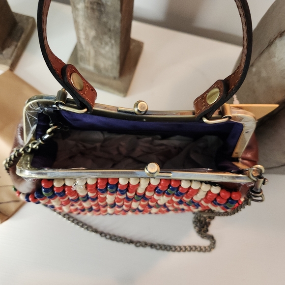 NWT PATRICIA NASH Leather Laureana Beaded Framed Satchel - Picture 3 of 9